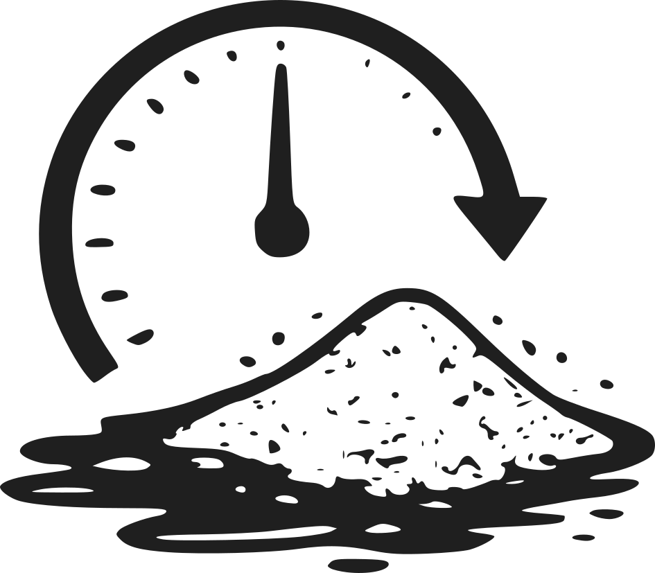 illustration of a pile of black Shurfoot absorbent powder and a click indicating that the user needs to wait